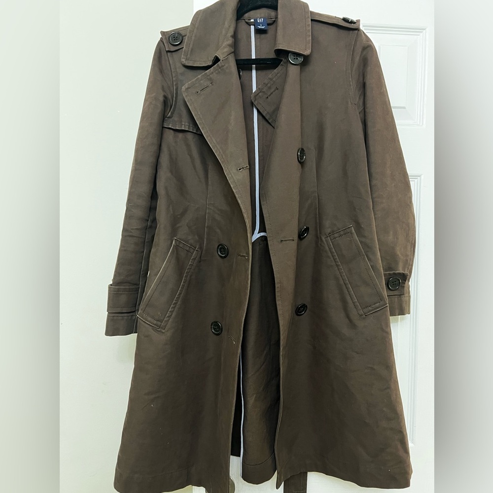 GAP Dark Brown Double-Breasted Trench Coat - Picture 7 of 15